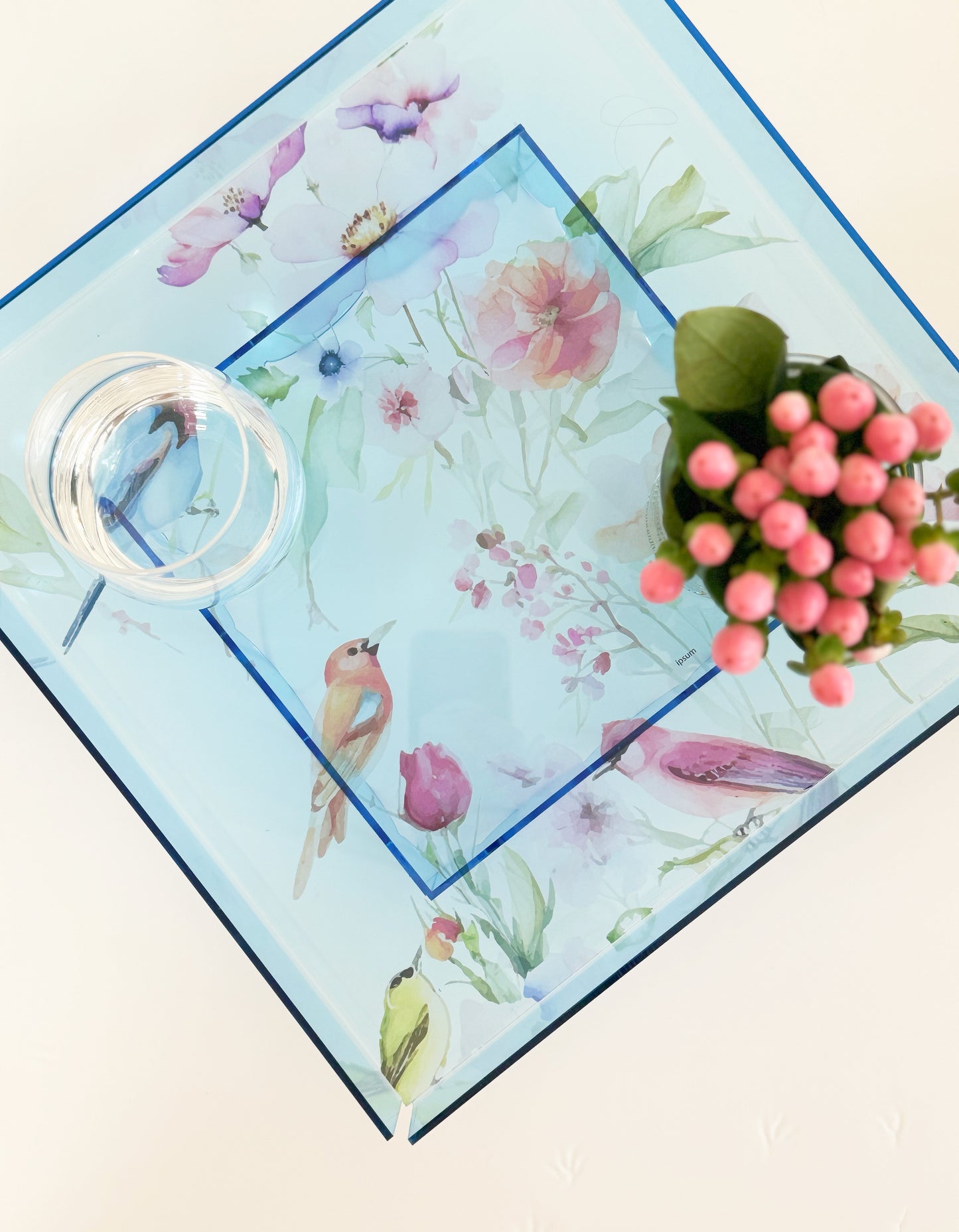 Feathered Dreams Acrylic Blue Tray