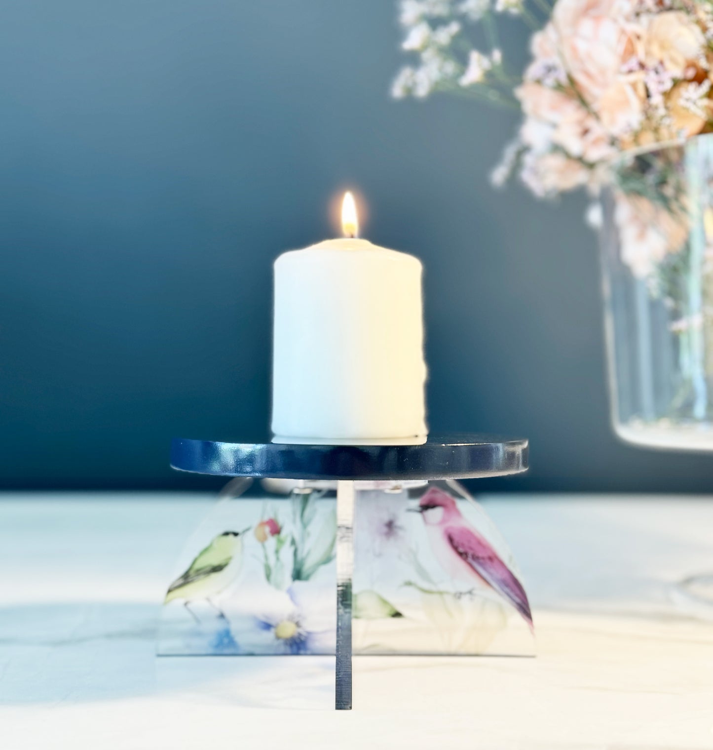 Feathered Dreams Candle Holder Navy Blue