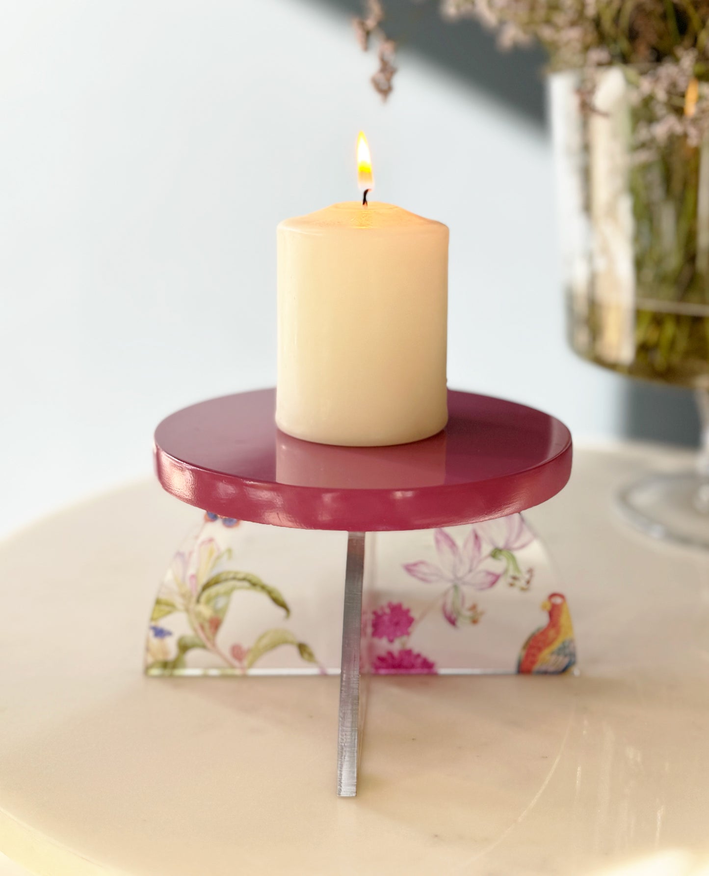 Feathered Dreams Candle Holder Pink