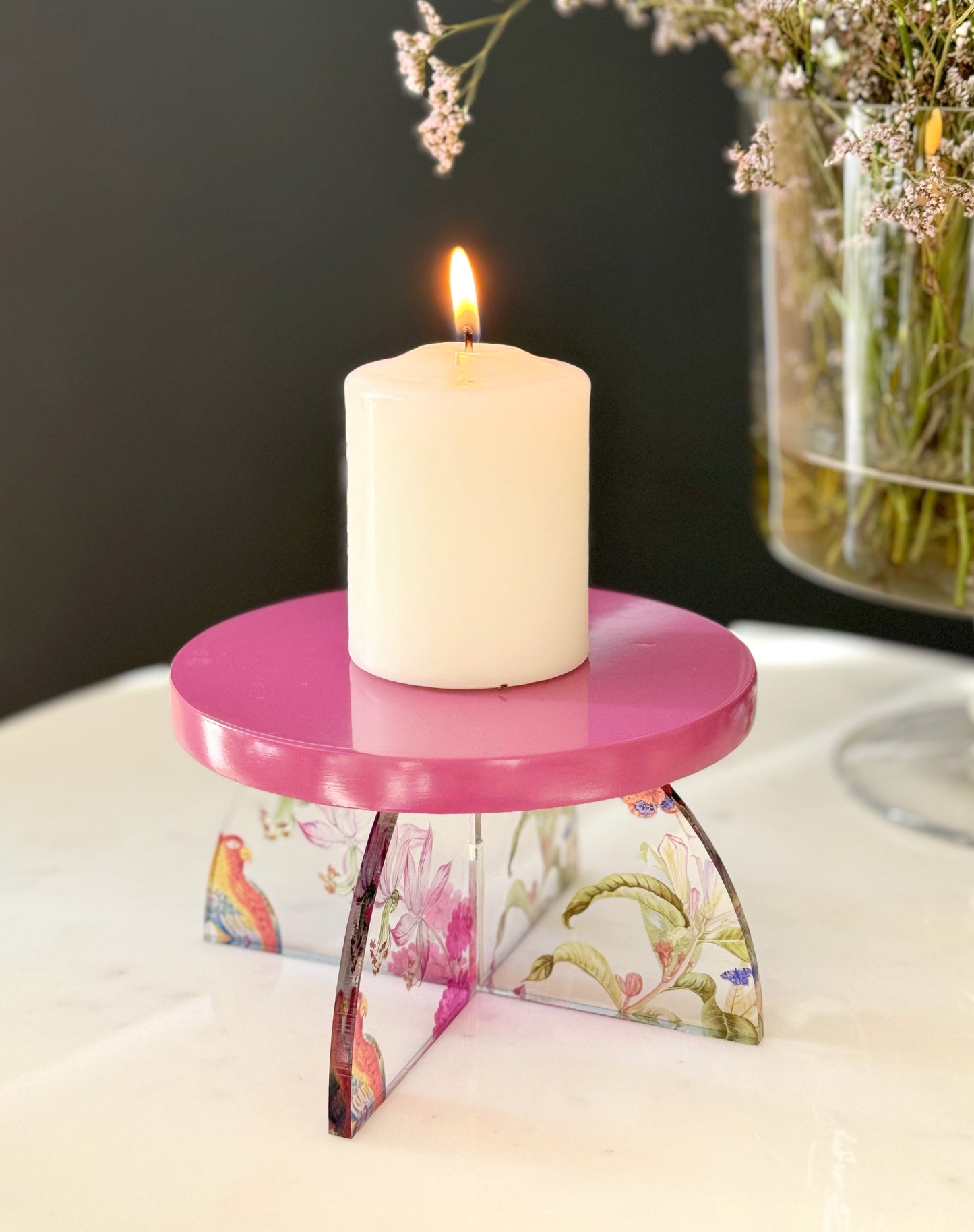 Feathered Dreams Candle Holder Pink