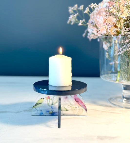 Feathered Dreams Candle Holder Navy Blue