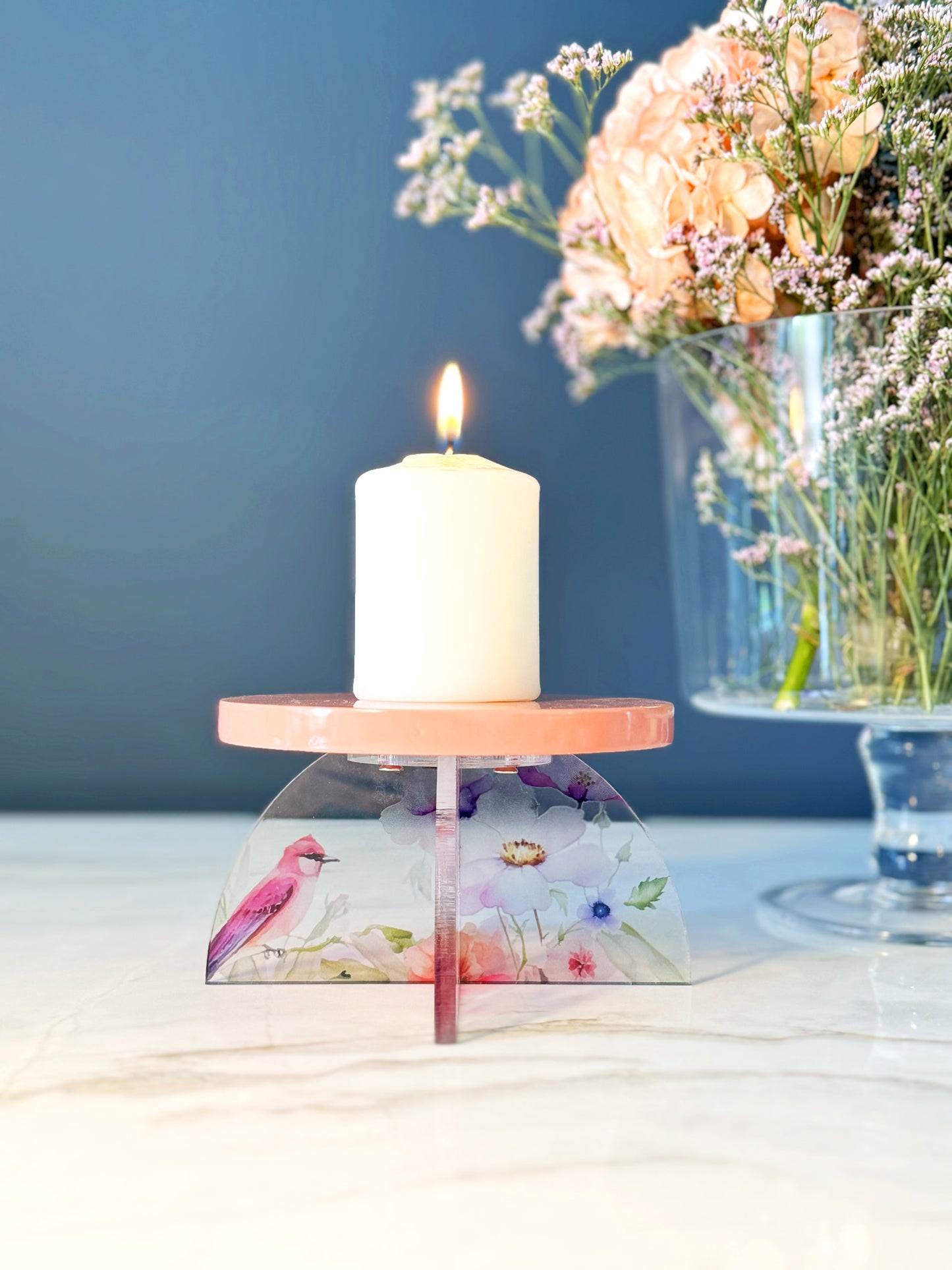 Feathered Dreams Candle Holder Peach