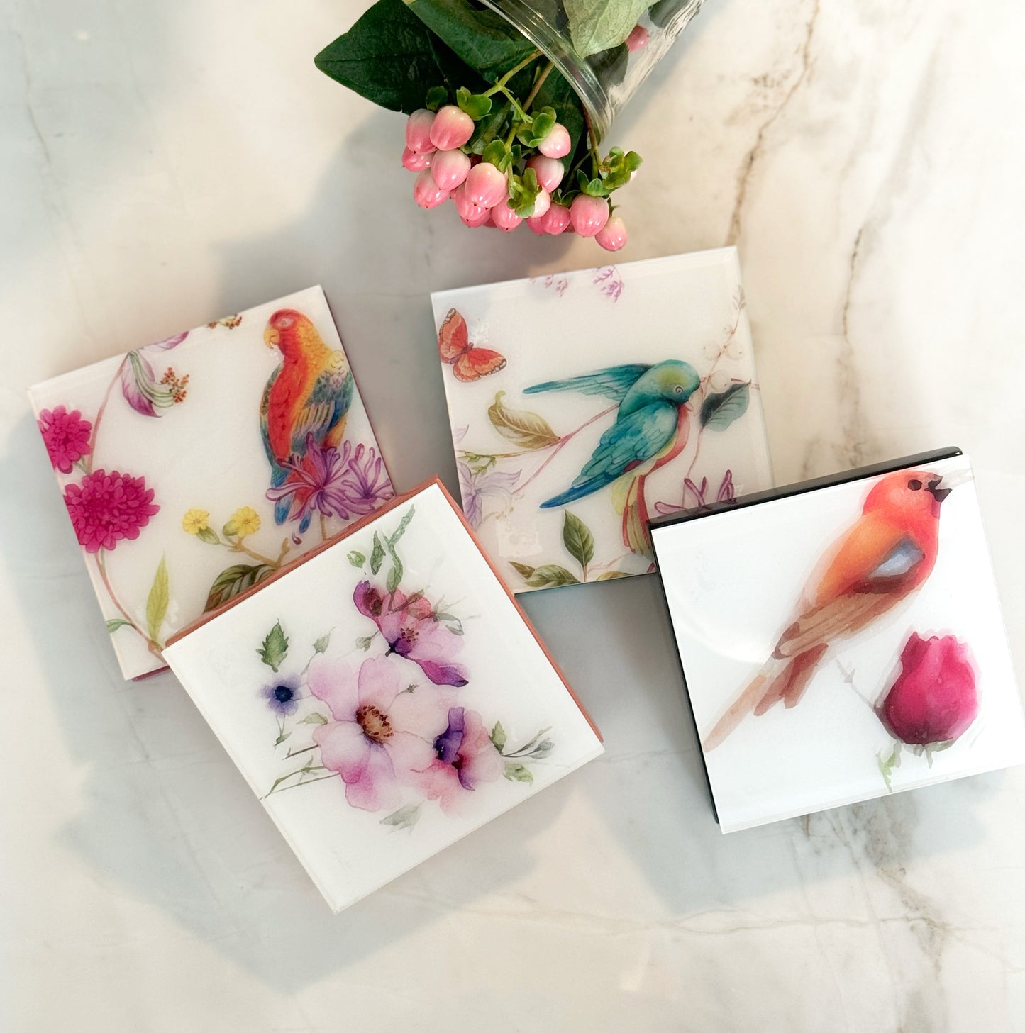 Feathered Dreams Pink Coaster