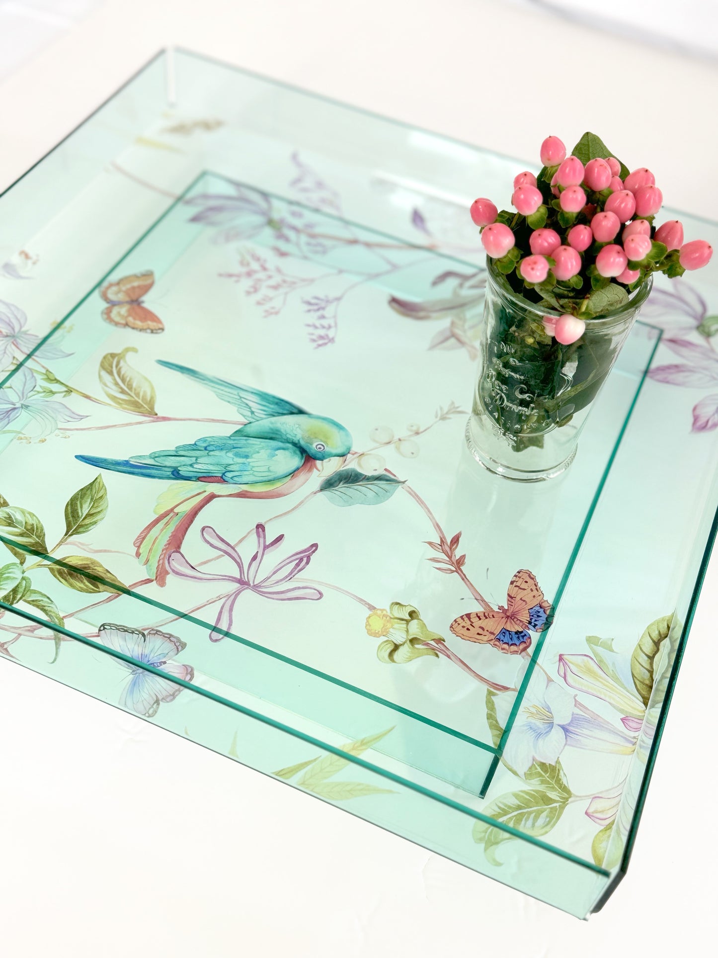 Feathered Dreams Acrylic Green Tray