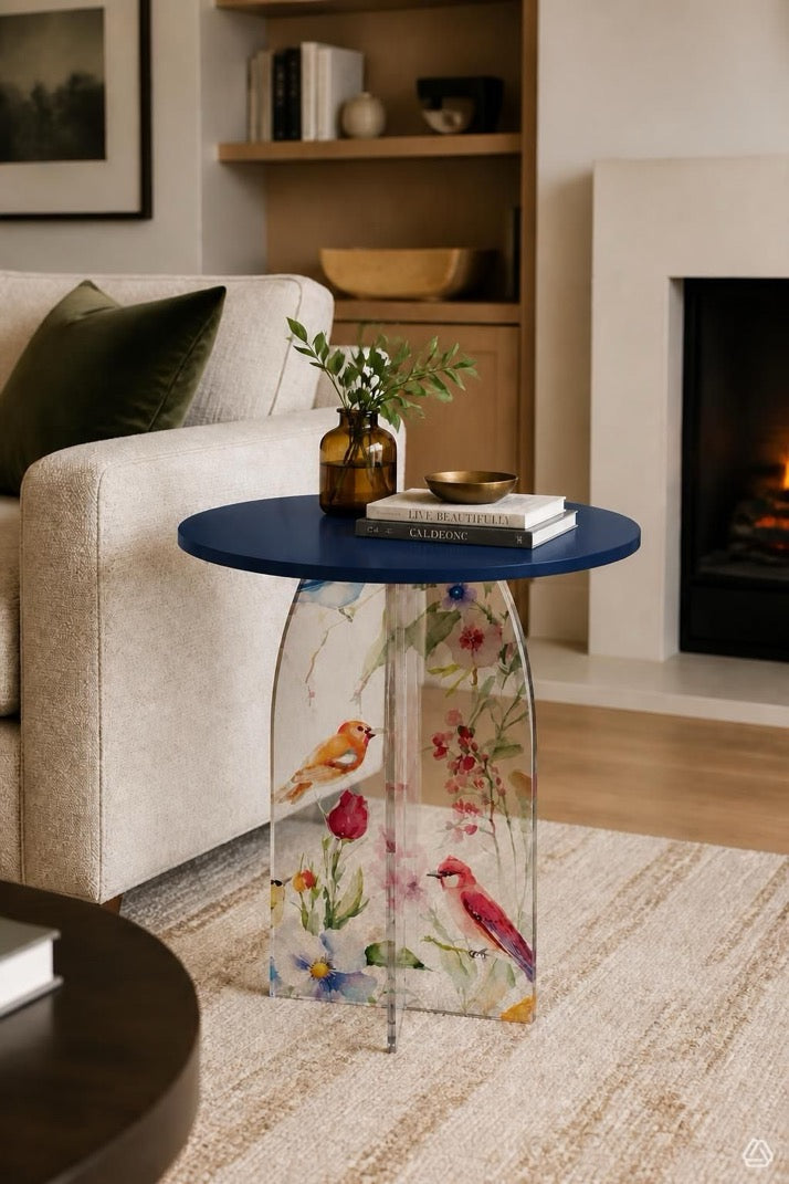 Feathered Dreams Side Table Navy Blue
