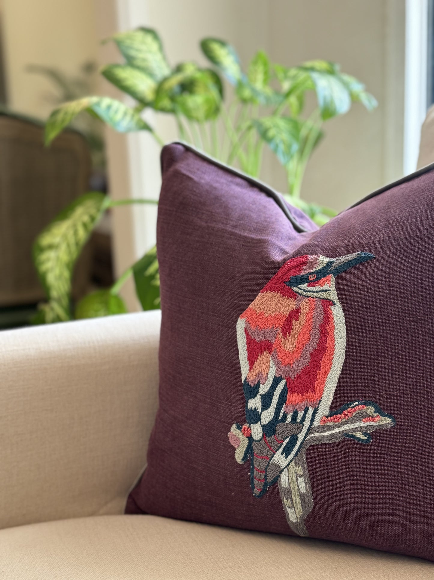 Feathered Dreams Cushion - Colorful Soar