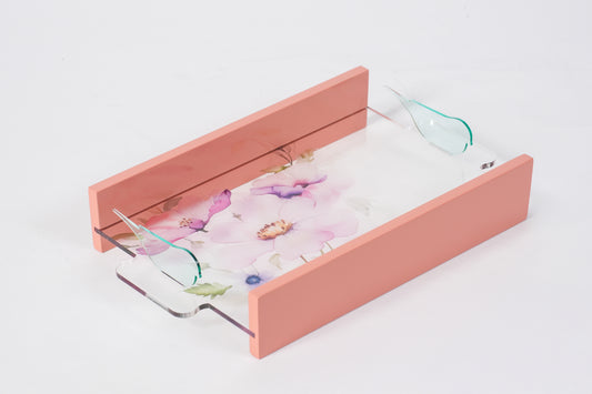 Feathered Dreams Wood Peach Tray