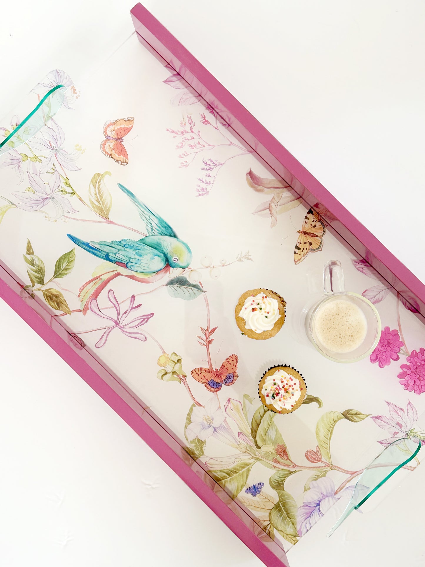 Feathered Dreams Wood Pink Tray