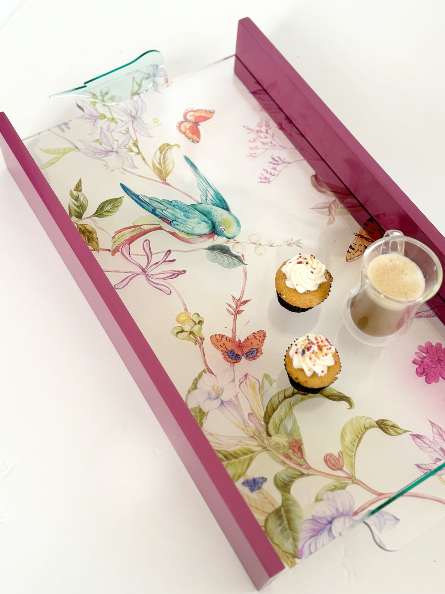 Feathered Dreams Wood Pink Tray