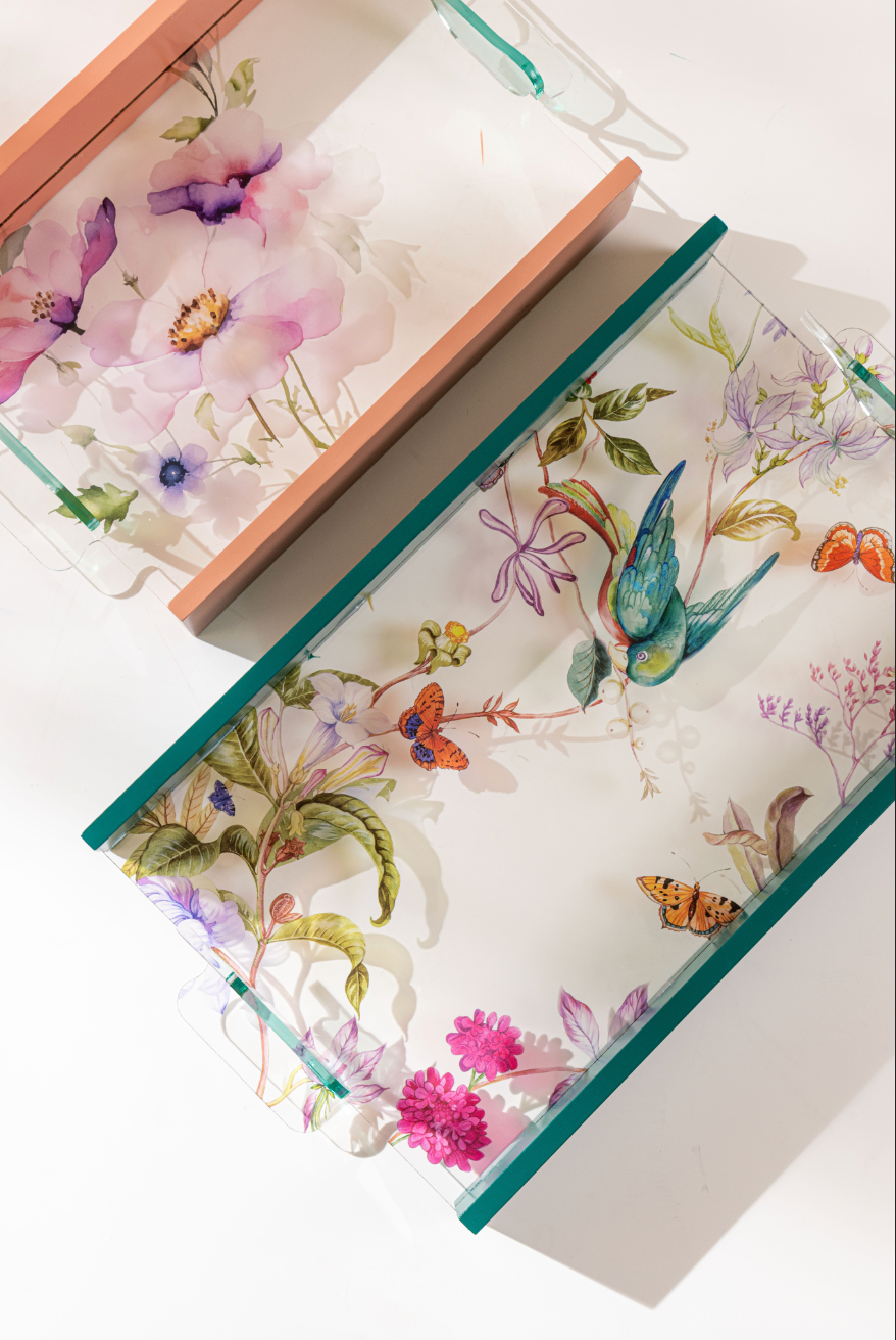 Feathered Dreams Wood Green Tray